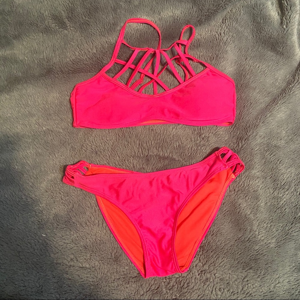 Neon pink bikini
